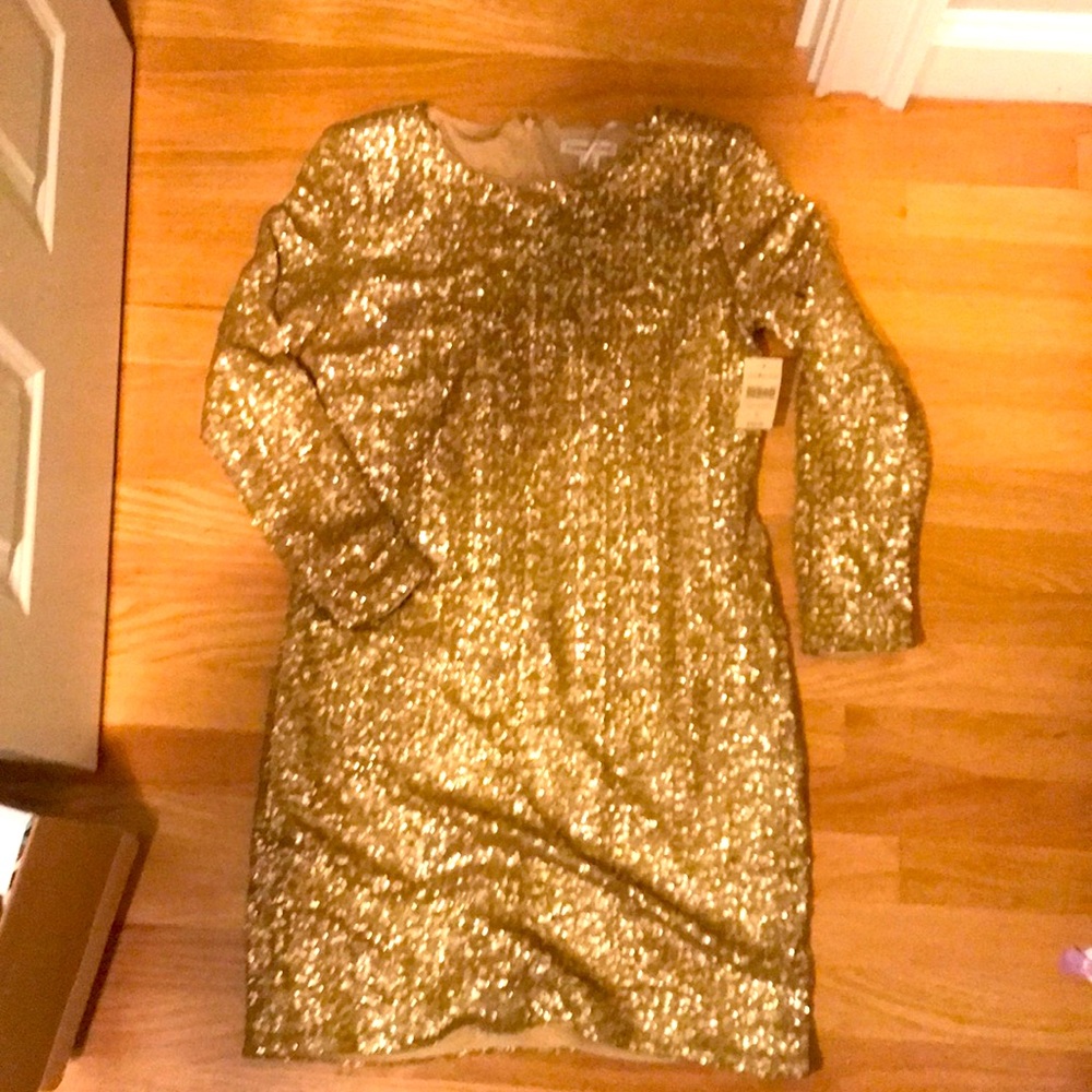 Gold sequin dress cold water creek 6 new NWT
